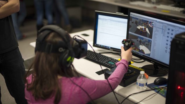 girl playing video game